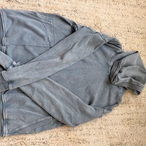Washed Blue Waffle Knit Hoodie and Pants Set